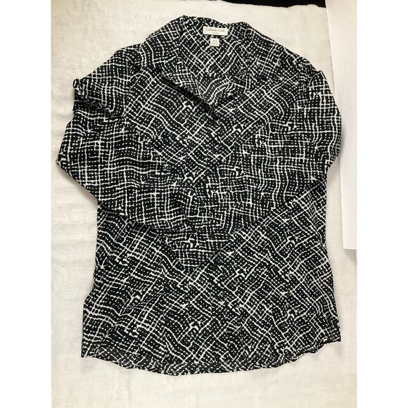 Coldwater Creek Womens M Black White Lightweight Fine Cotton Blouse Shirt Top‎ - Picture 2 of 10